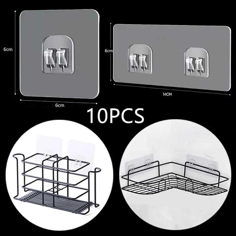 Commercial Kitchen Rack - 10 adet şeffaf asılı raf kanca