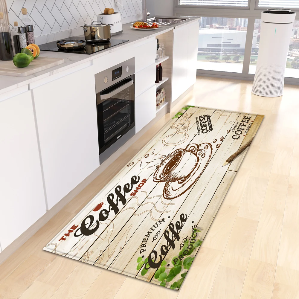 Commercial Kitchen Zones - Kahve Temalı Mutfak Yolluk Halısı Kaymaz