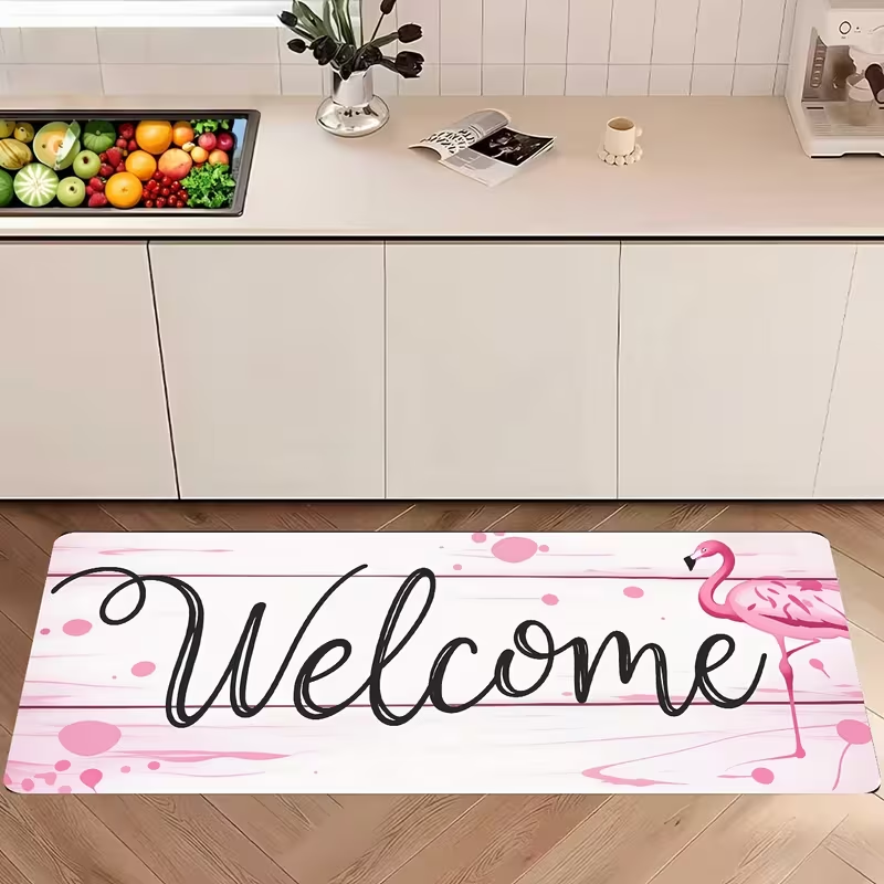 Commercial Kitchen Background - Pembe Flamingo Hoş Geldiniz Uzun Mutfak