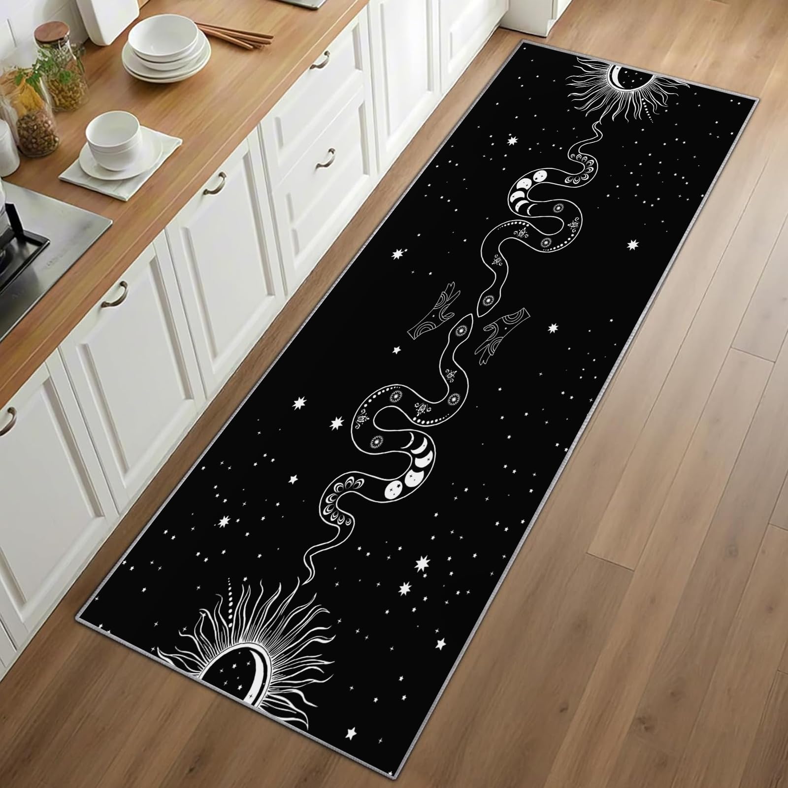Gotik Yılan Koşucu Halı Siyah  - Commercial Kitchen Background incelemesi ve fiyatı
