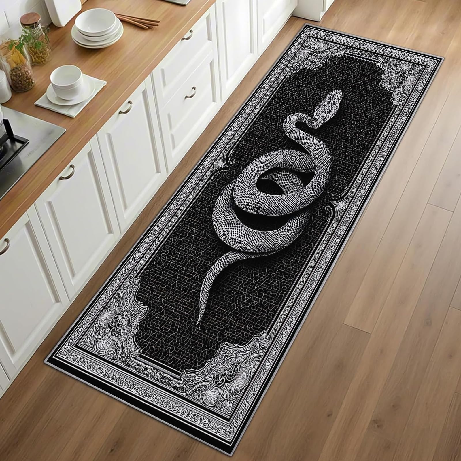 Gotik Yılan Koşucu Halı Siyah  - Commercial Kitchen Background incelemesi ve fiyatı