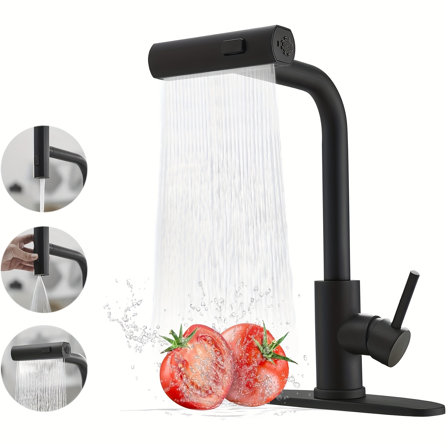 1 PC Siyah Mutfak Musluk Aşağı - Commercial Kitchen Faucets incelemesi ve fiyatı